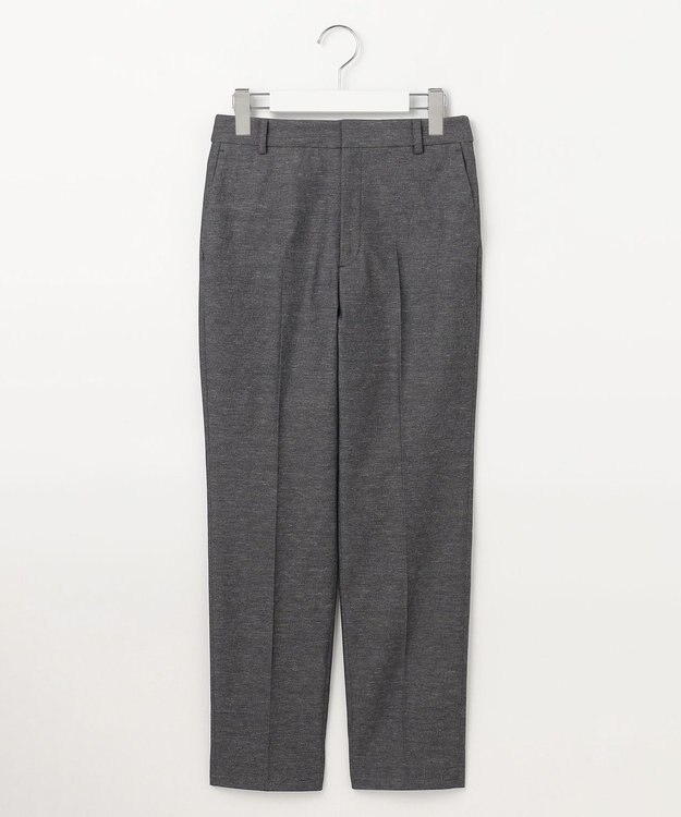 23区 【セットアップ対応/洗える】コットンリネン オックスストレッチ テーパード パンツ ブラックシャンブレー