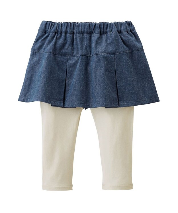 MIKI HOUSE HOT BISCUITS 【80-120cm】 デニム スカート付きパンツ 紺