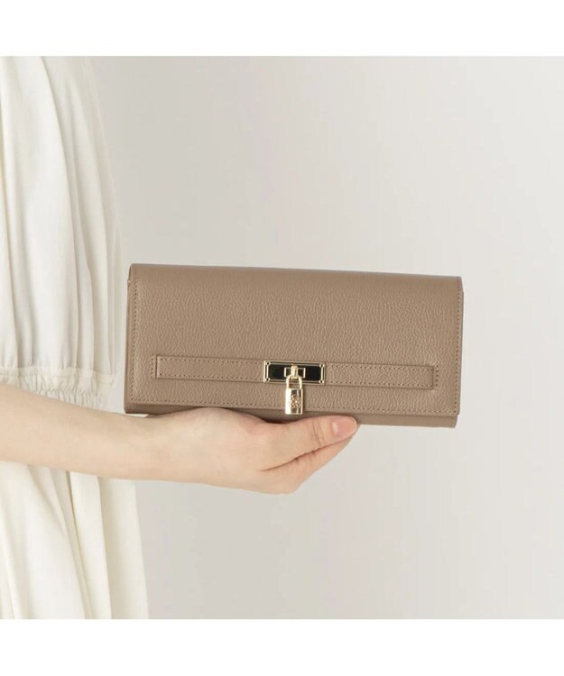 CLATHAS イヴェット かぶせ長財布 グレージュ