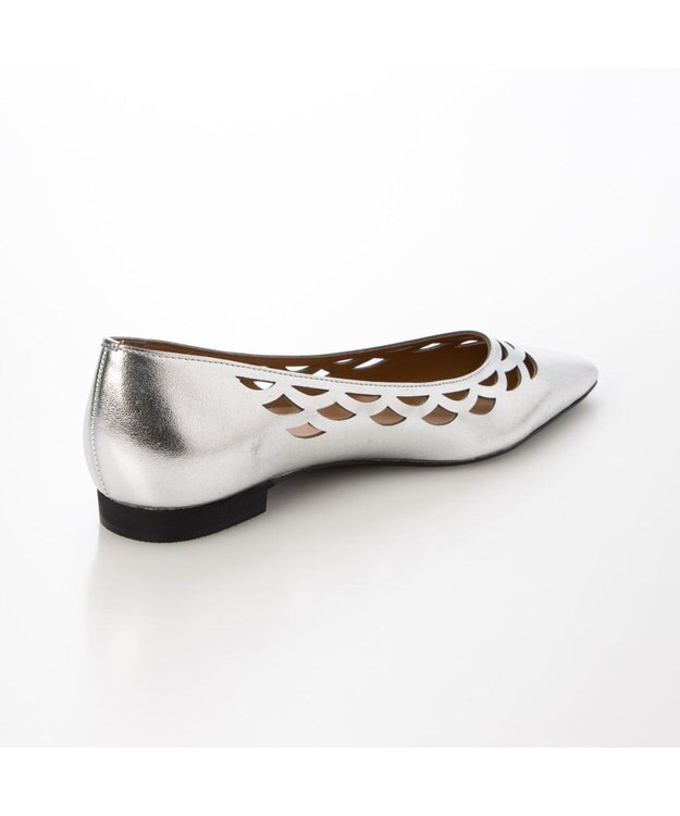MODE ET JACOMO <carino>レーザーカットフラットパンプス シルバー