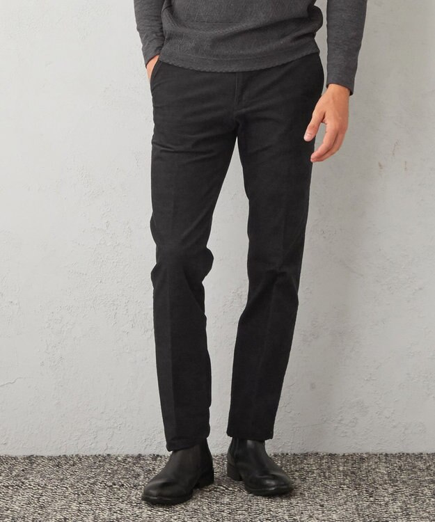 JOSEPH ABBOUD 【裏起毛/ウエスト伸びる】オーガニックコットン2WAYストレッチカルゼ パンツ ブラック系