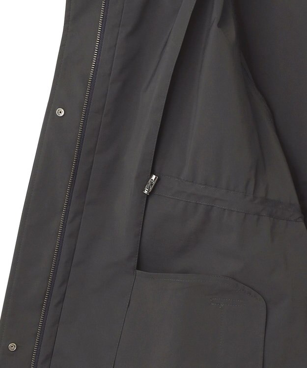 ICB 【撥水加工】 メモリーストレッチタフタ フーデットコート チャコール系