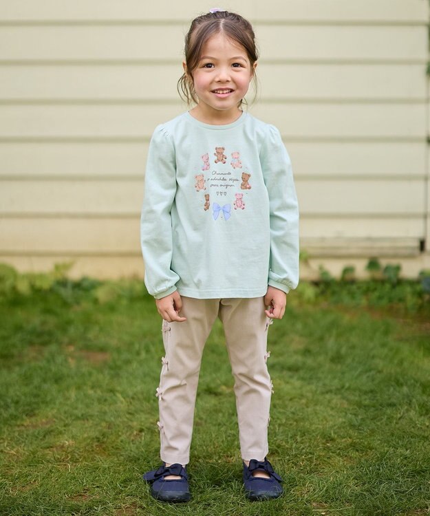 ANY KIDS ガーリーアート 長袖Tシャツ ミント（クマ）