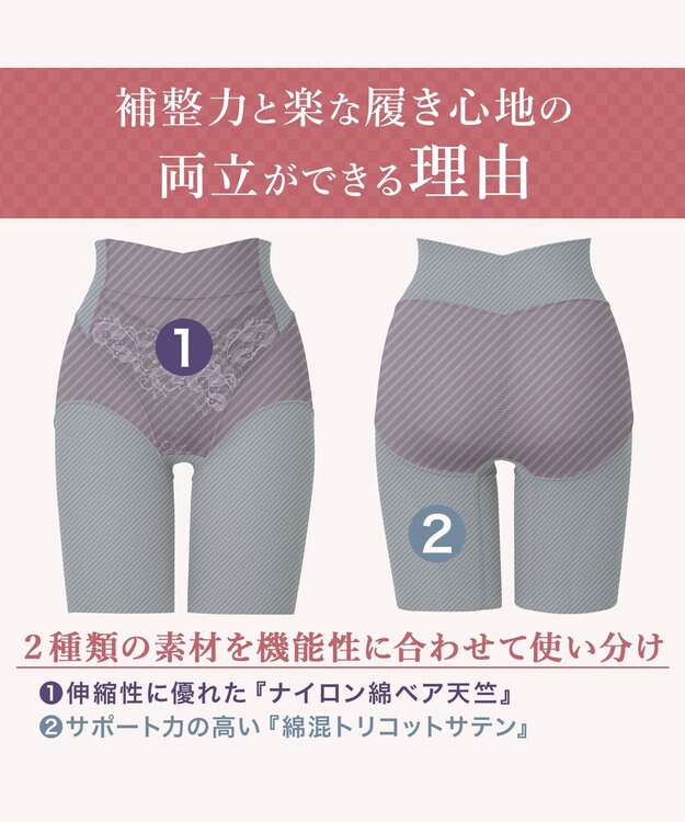 BRADELIS New York 【BRADELIS NewYork peace】綿混フィットレースガードル お尻と太ももの境目をしっかり作る補整ガードル グレージュ