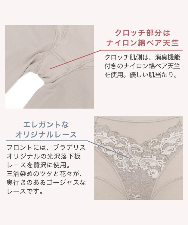 BRADELIS New York 【BRADELIS NewYork peace】綿混フィットレースガードル お尻と太ももの境目をしっかり作る補整ガードル グレージュ