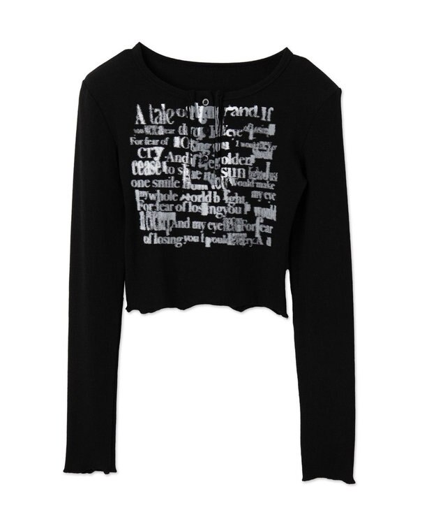 WEGO ヘンリーネックグラフィックピチトップス ブラック