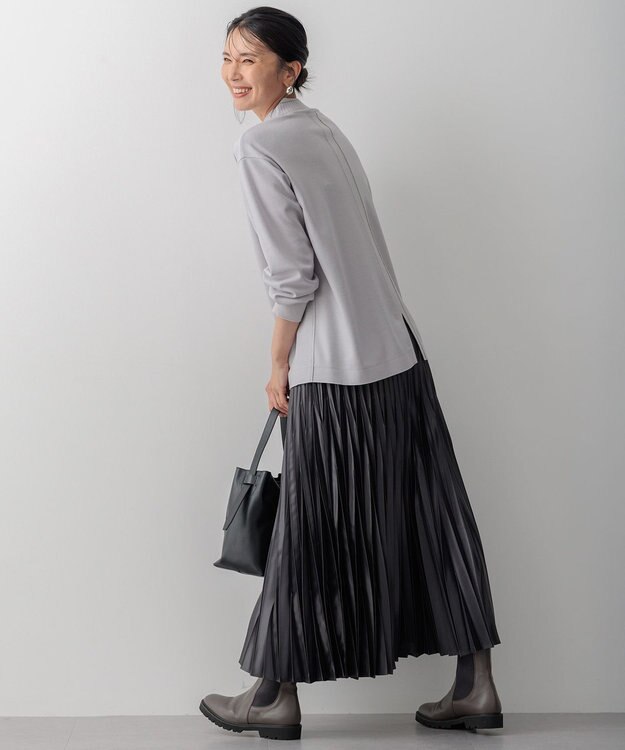 23区 【洗える】ウールミルドジャージー リブデザイン カットソー ライトグレー系