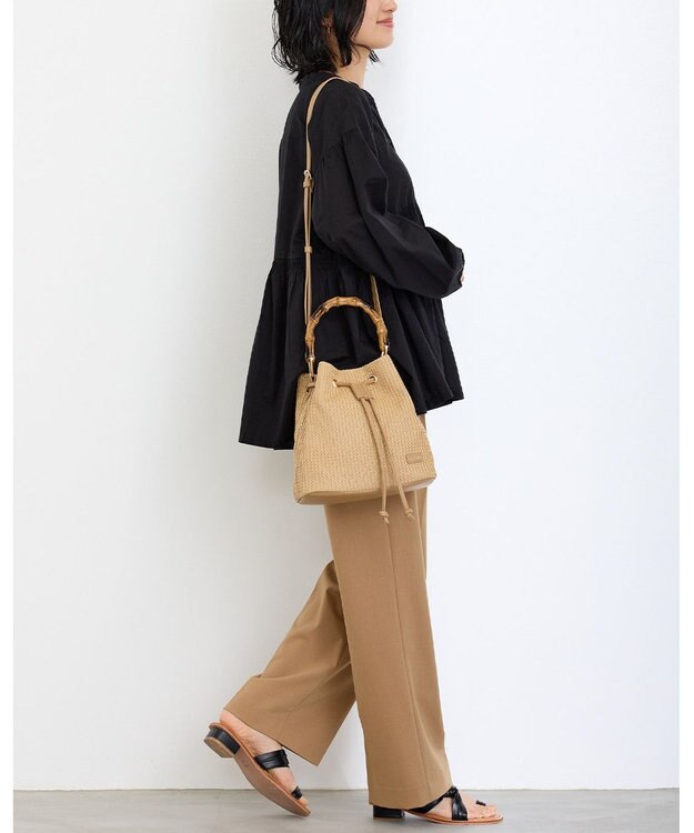 MioFIRANO ガーターステッチバンブーハンドルバッグ 2WAY　FIRANO フィラノ BEIGE