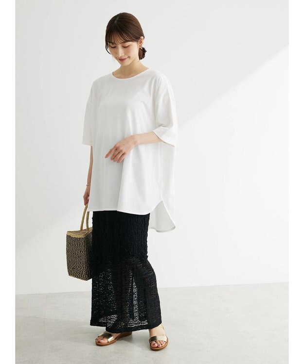 Green Parks 接触冷感バックカシュクールチュニック Off White