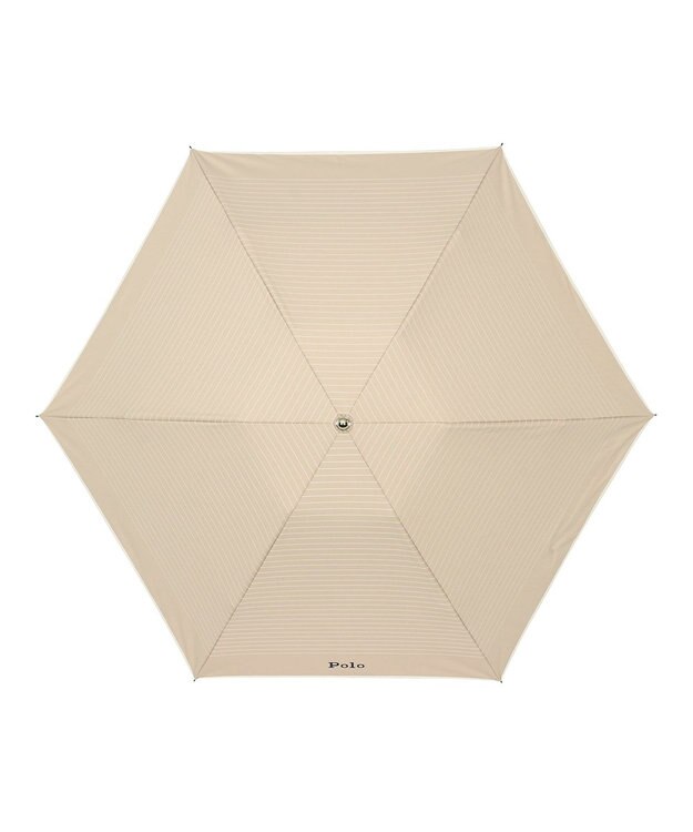 MOONBAT POLO RALPH LAUREN 晴雨兼用日傘 折りたたみ傘 ボーダー×パイピング／一級遮光 遮熱 UV ベージュ