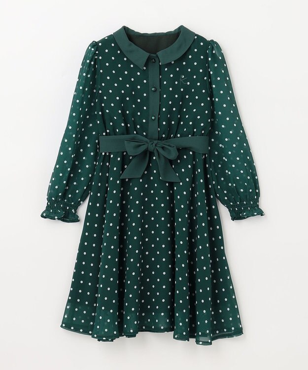 組曲 KIDS 【110-140cm】パリジェンヌドット ワンピース グリーン系5