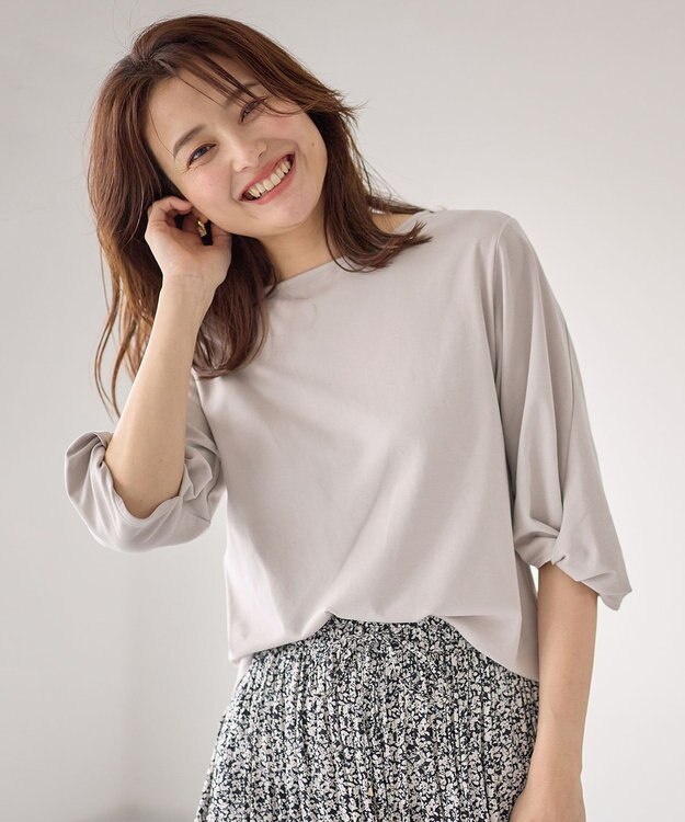 ANY 【WEB限定】シルケットスムース ツイストリーブプルオーバー グレージュ