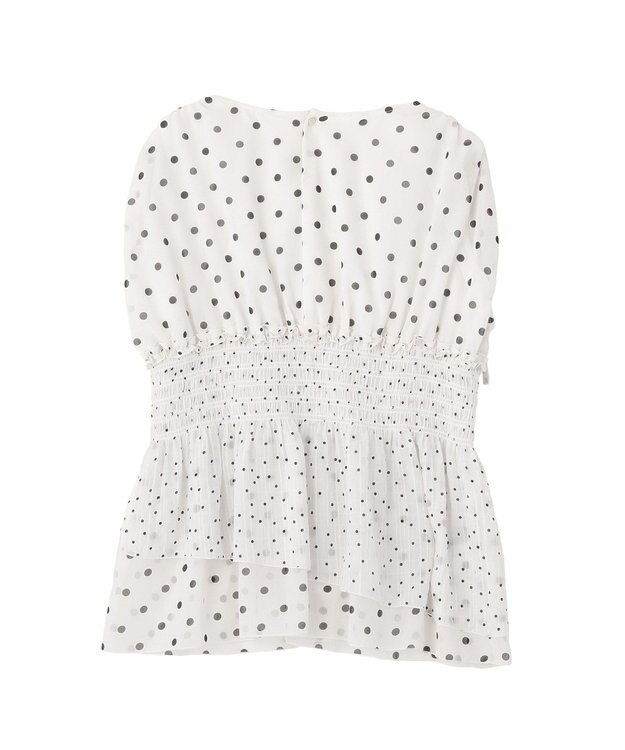 YECCA VECCA ドットMIXシャーリングブラウス Off White