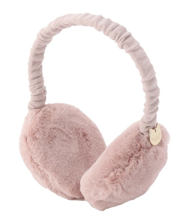 MOONBAT PAUL & JOE ACCESSOIRES ネコプレート付フェイクファーイヤマフ（くしゅくしゅアーム） ペールピンク