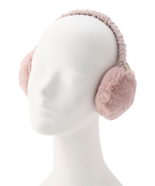 MOONBAT PAUL & JOE ACCESSOIRES ネコプレート付フェイクファーイヤマフ（くしゅくしゅアーム） ペールピンク