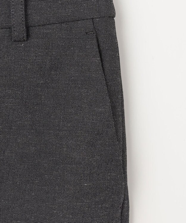 23区 【セットアップ対応/洗える】コットンリネン オックスストレッチ テーパード パンツ ブラックシャンブレー