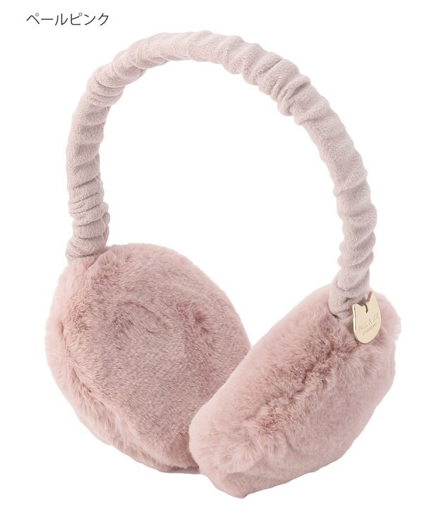 MOONBAT PAUL & JOE ACCESSOIRES ネコプレート付フェイクファーイヤマフ（くしゅくしゅアーム） ペールピンク
