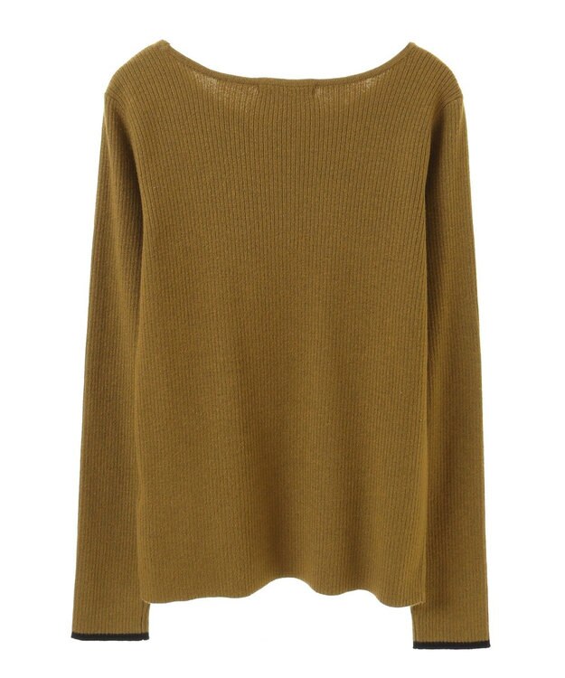 Green Parks もちっと袖配色ボートネックニットプルオーハ Green