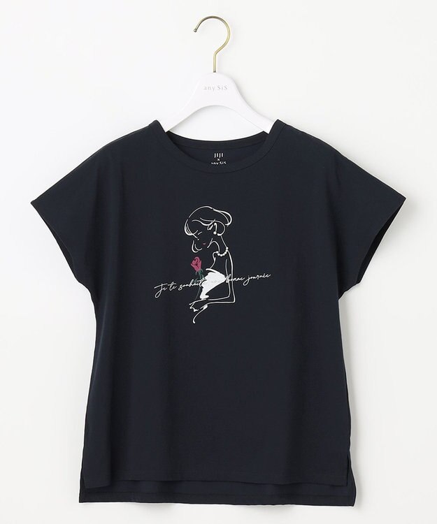 ANY SIS 【JIJI × any SiS】イラストフレンチスリーブ Tシャツ ネイビー