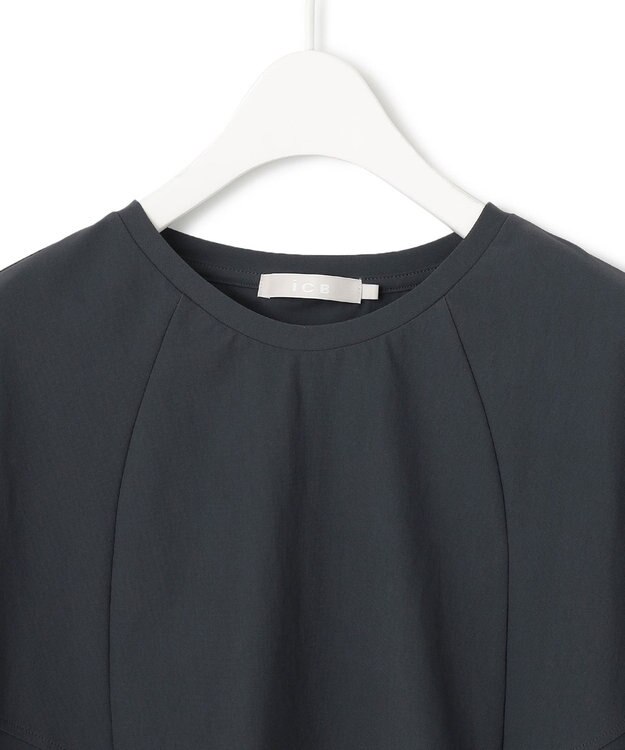 ICB L 【接触冷感・UVカット・防シワ・洗える】 アトラストリコット フレンチスリーブトップス チャコール系