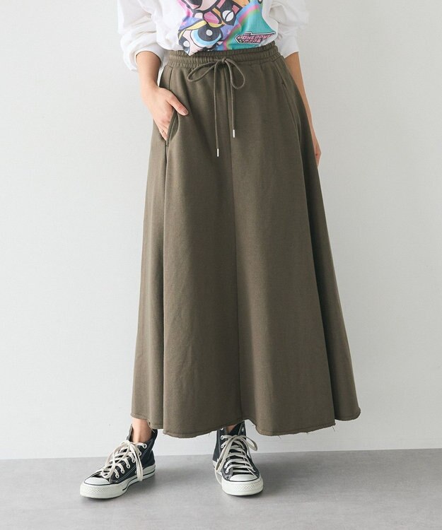 CRAFT STANDARD BOUTIQUE 【ＷＥＢ限定】裏毛カットオフフレアスカート Khaki