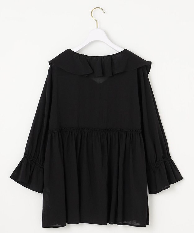 ANY SIS 【洗える】シアーヴィンテージライクラッフル ブラウス ブラック