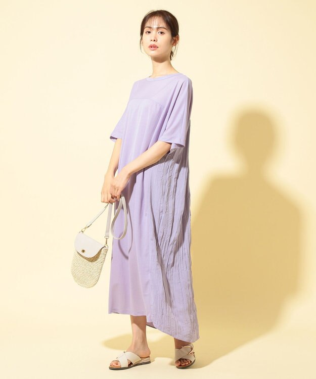 ANY ワッシャーコンビワンピース ライラック系