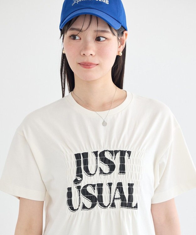 earth music&ecology シャーリングロゴTシャツ Off White