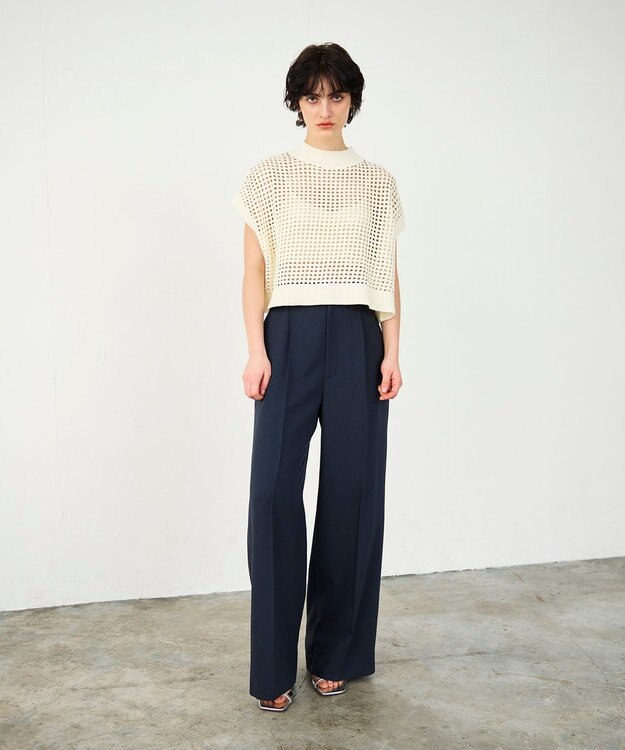 GRACE CONTINENTAL メッシュルーズニットトップ ホワイト