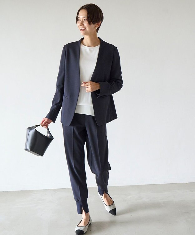 UNFILO BEAUTY MOVE ノーカラージャケット ネイビー