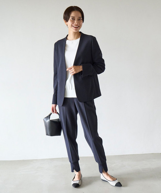 UNFILO BEAUTY MOVE ノーカラージャケット ネイビー