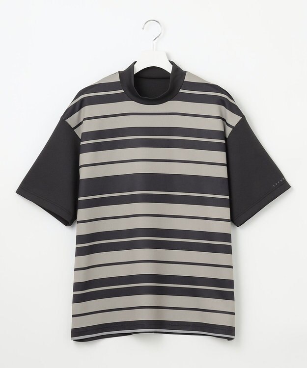 23区GOLF 【23Fondation】【吸水速乾/UVケア】ボーダー モックネック ブラック系1