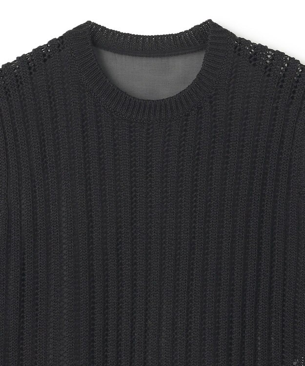 BEIGE， 【洗える】ALOE / コットンメッシュオーガンジーノースリーブニット Black