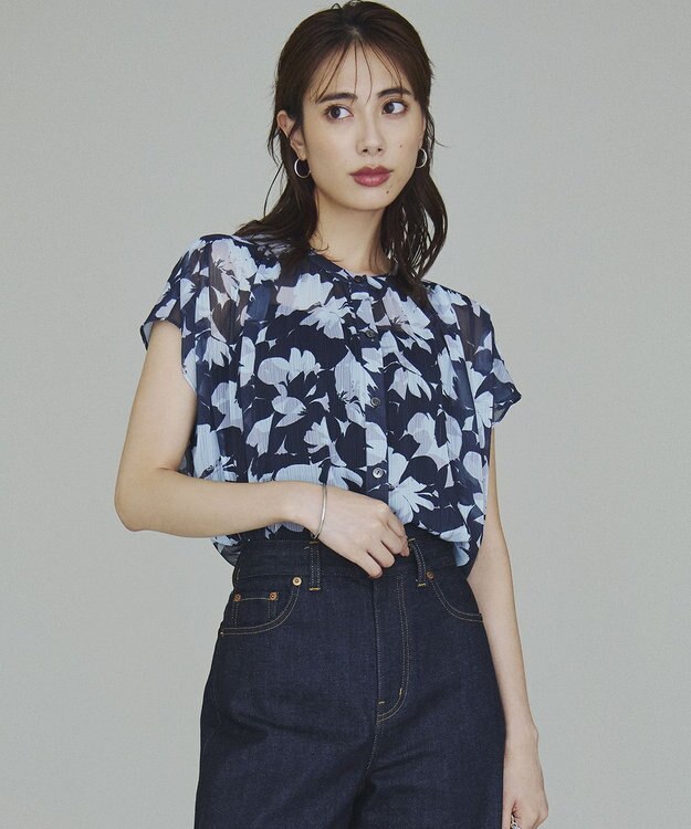 23区 【洗える】Ratti シャドーフラワー プリント ブラウス