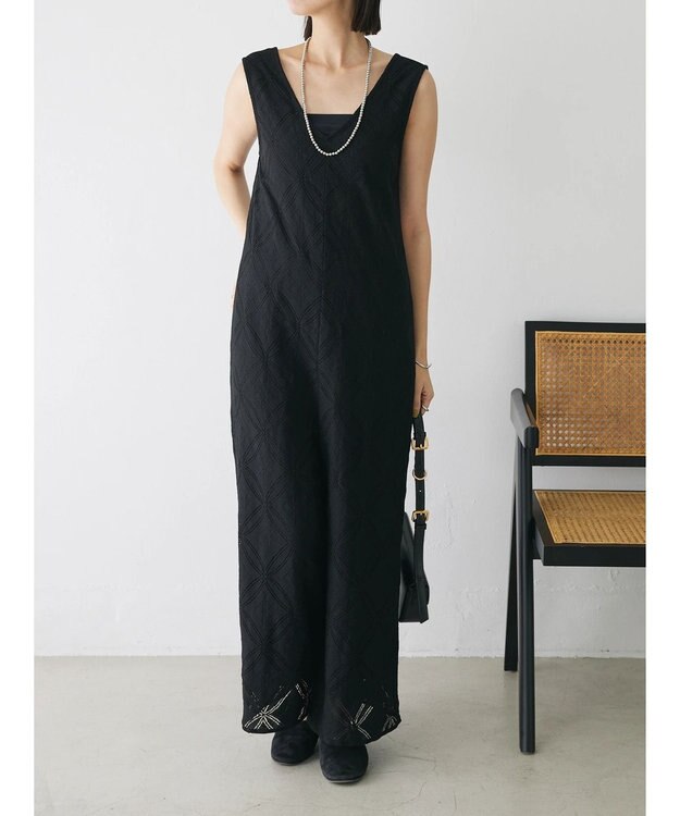 Green Parks クラシックレースロンパース Black