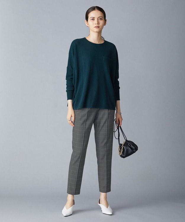 ICB 【新色追加・洗える】 ウールマットウース テーパードパンツ ウィンドウペンチェック柄