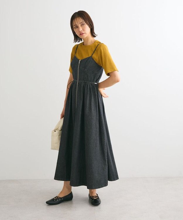 Green Parks プリーツ５分袖プルオーバー Yellow