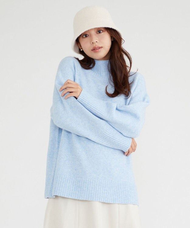 Feroux 【洗える・古畑星夏さん着用】ハイネックニット プルオーバー スカイブルー系