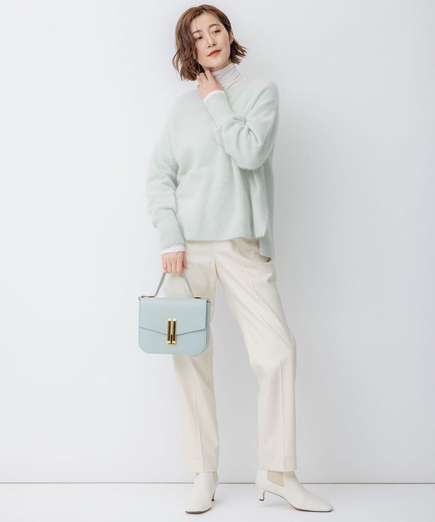 23区 L 【滝沢眞規子さん着用】クルーネック ヘアリー ニット スモーキーグリーン系