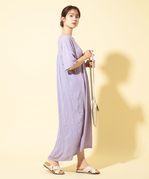 ANY ワッシャーコンビワンピース ライラック系