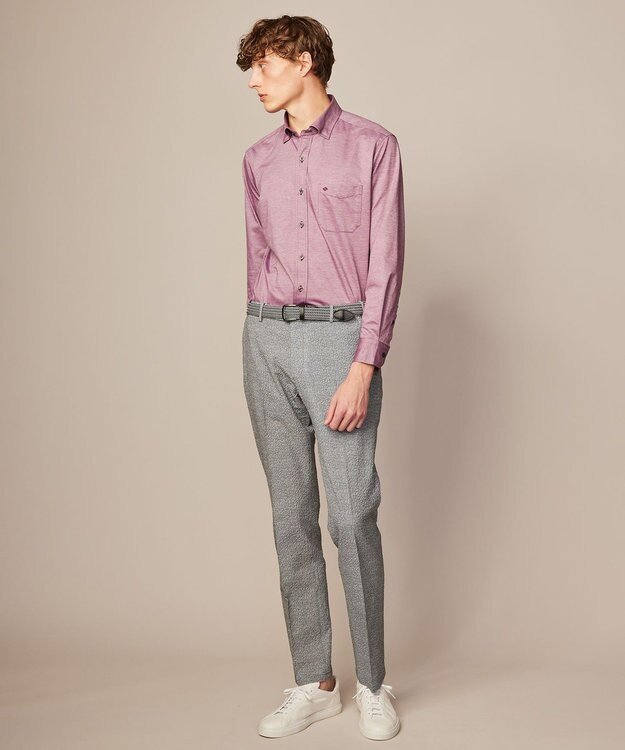 JOSEPH ABBOUD 【ストレッチで快適な着心地・イージーケア】ジャージー シャツ ワイン系