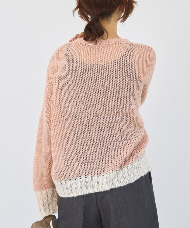 AMERICAN HOLIC モヘアライク配色ニットプルオーバー Light Pink