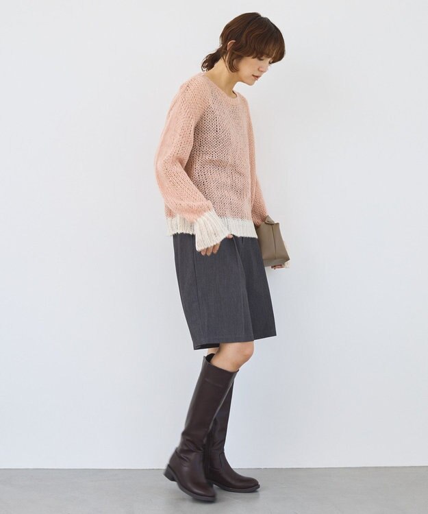 AMERICAN HOLIC モヘアライク配色ニットプルオーバー Light Pink