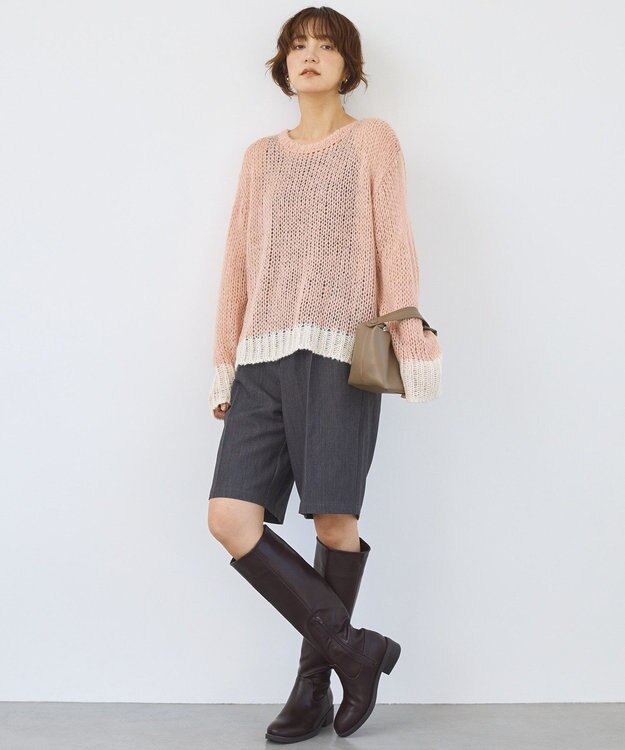 AMERICAN HOLIC モヘアライク配色ニットプルオーバー Light Pink