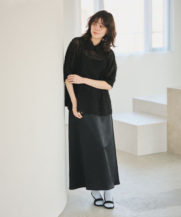 #Newans フィラッフィパフスリーブプラウス ブラック