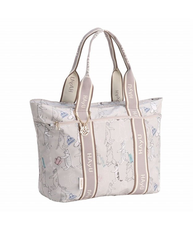 ACE BAGS & LUGGAGE 【雑誌掲載】 HAyU × ace.  フォールディング 折り畳みトートバッグ 猫柄 22L 17861 ベージュ柄