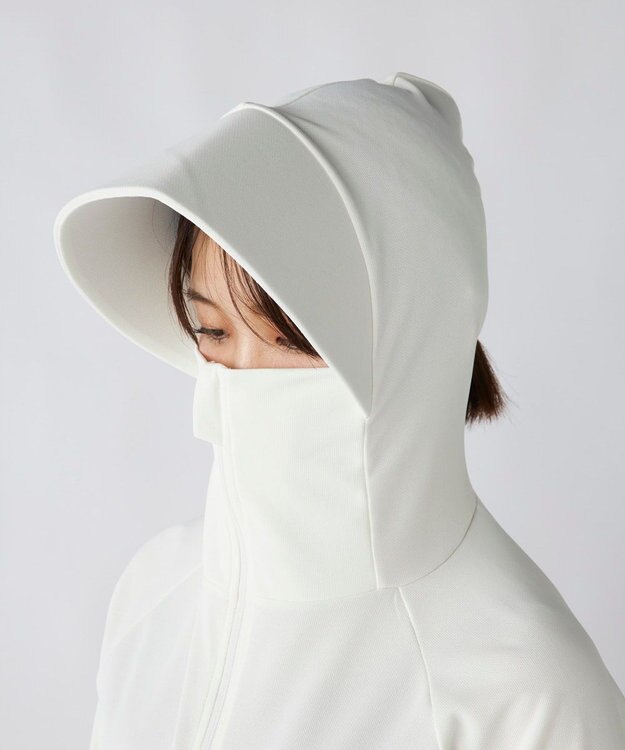 OP／FILA 【ocean pacific】フェイスガード付き バックフリル ラッシュガードパーカー オフホワイト