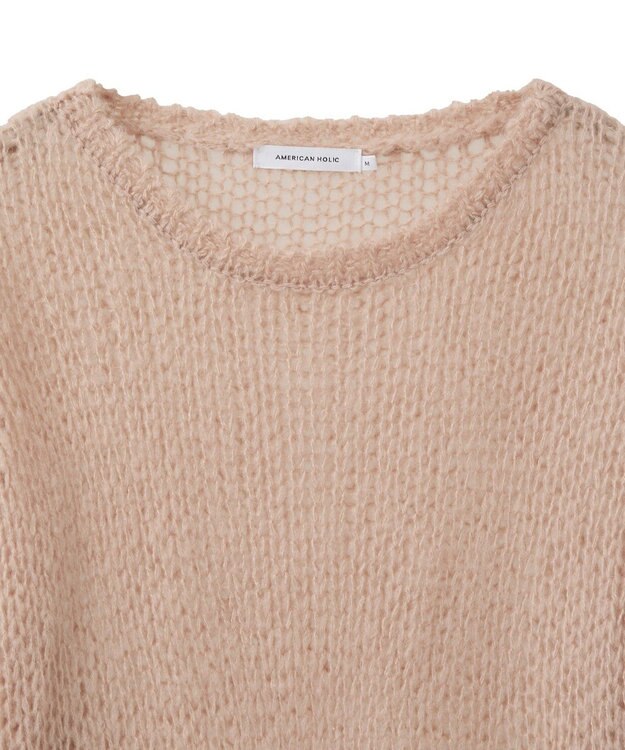 AMERICAN HOLIC モヘアライク配色ニットプルオーバー Light Pink