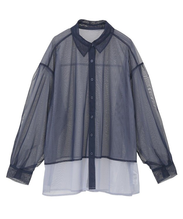 AMERICAN HOLIC シアーレイヤード配色シャツ Navy