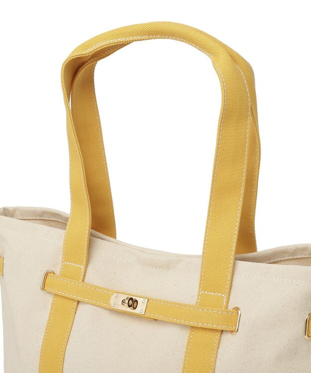 earth music&ecology 【Lサイズ】ベルトキャンバストートバッグ Yellow